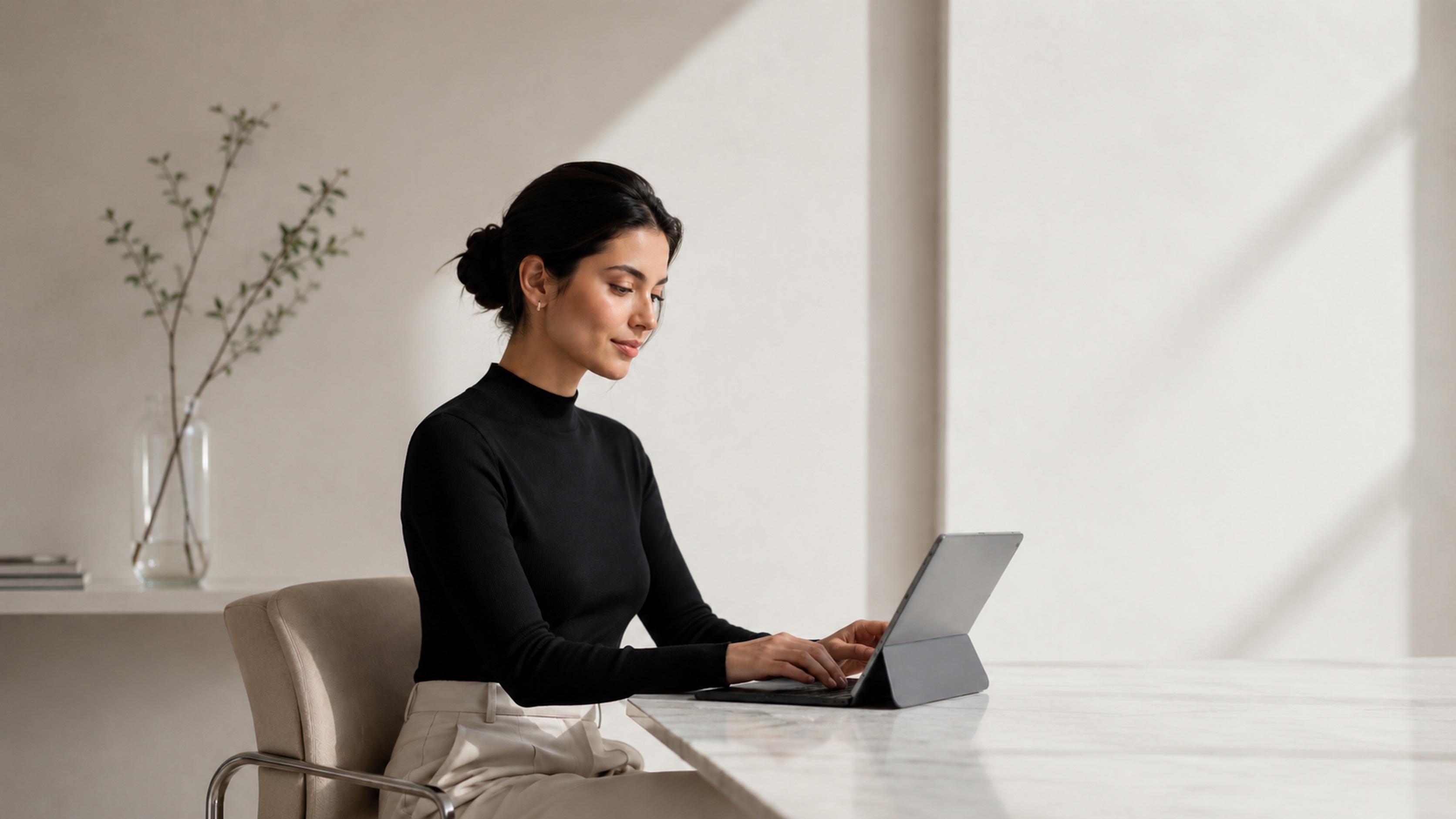 Professional using Zayvro on a tablet to finish work